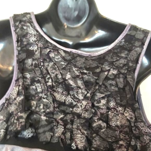 LIBRA | Women's Ruffle Layered Sleeveless Top Grey Black Size Medium - Picture 5 of 6